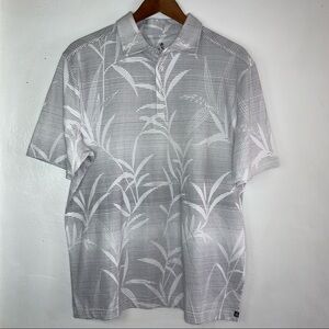 Nat Nast Luxury Originals Adult Mens MD Gray Striped Floral Short Sleeve Polo